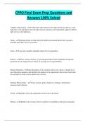 CPPO Final Exam Prep Questions and  Answers 100&percnt; Solved 