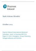Pearson Edexcel International Advanced Subsidiary (AS) In Chemistry Paper 1 2023 Mark Scheme (WCH12/01 Unit 2: Energetics, Group Chemistry, Halogenoalkanes and Alcohols)