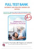 Test Bank - Maternity and Pediatric Nursing 4th Edition By Susan Ricci; Theresa Kyle; Susan Carman | 1- 51 All Chapters  with Answers Rationales 2024