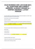 CSLB BUSINESS AND LAW EXAM 2024 &vert; ALL QUESTIONS AND CORRECT ANSWERS &vert; ALREADY GRADED A&plus; &vert; VERIFIED ANSWERS &vert; LATEST VERSION