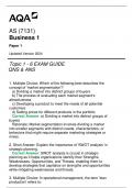(7131) AQA AS Business 1 Paper 1 Exam Guide Qns & Ans Updated Version 2024