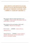 OSCE DENTAL HYGIENE EXAM 2024  NEWEST EXAM 340 QUESTIONS WITH  DETAILED VERIFIED ANSWERS &lpar;100&percnt;  CORRECT&rpar; &sol;ALREADY GRADED A&plus;
