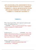 ADVANCED HEALTH ASSESSMENT FINAL  EXAM 2024 NEWEST EXAM 2 VERSIONS  &lpar;VERSION A AND B&rpar; 450 QUESTIONS WITH  DETAILED VERIFIED ANSWERS &lpar;100&percnt;  CORRECT&rpar; &sol;ALREADY GRADED A&plus;