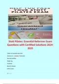 Stott Pilates&colon; Essential Reformer Exam Questions with Certified Solutions 2024-2025