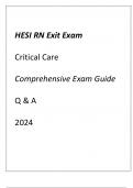 HESI RN EXIT EXAM CRITICAL CARE COMPREHENSIVE EXAM GUIDE Q & A 2024