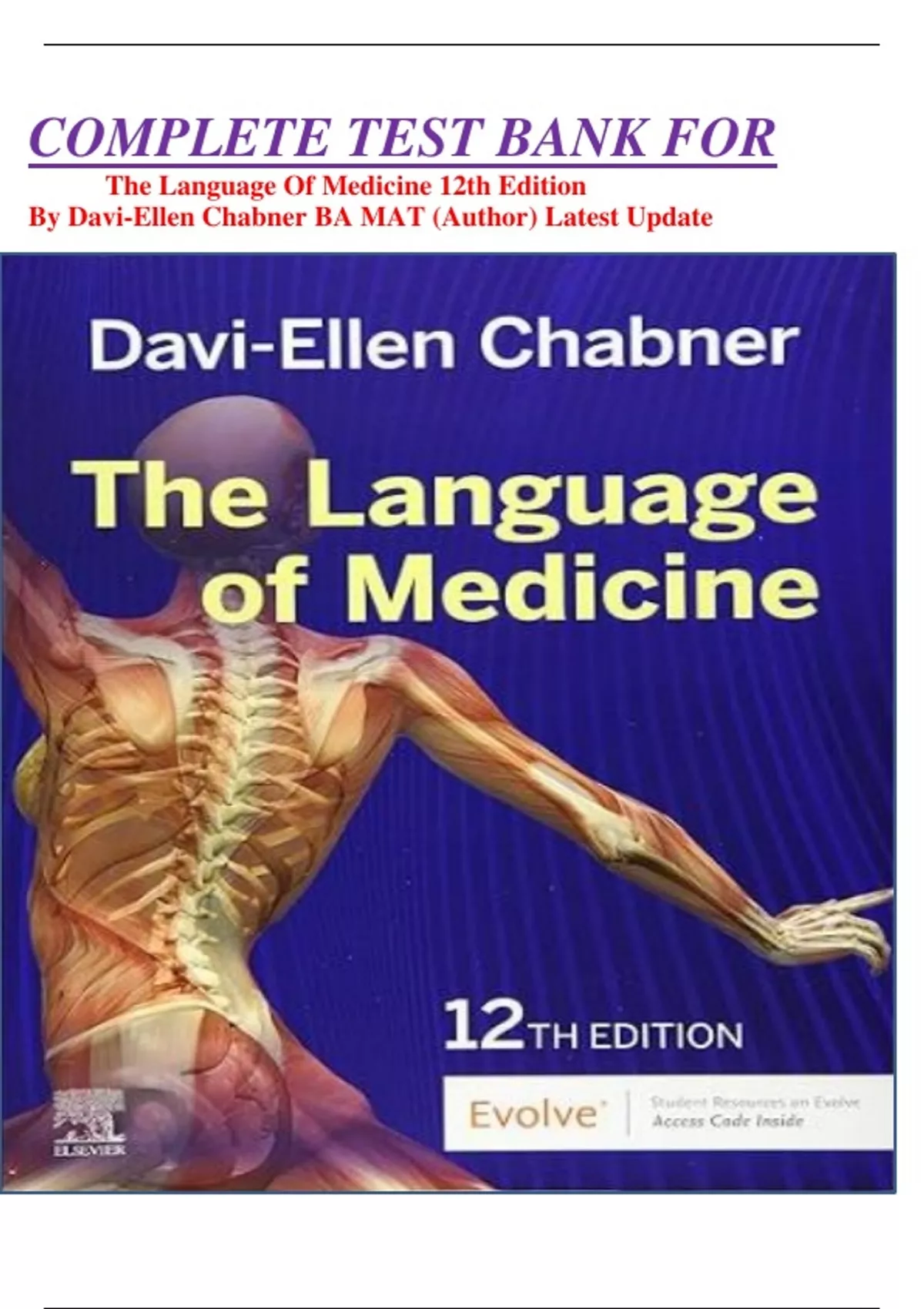 COMPLETE TEST BANK FOR The Language Of Medicine 12th Edition By Davi-Ellen Chabner BA MAT ...