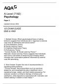 (7182) AQA A-Level Psychology Paper 3 Exam Guide Qns & Ans Updated Version 2024 V2