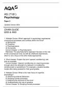 (7181) AQA AS Psychology Paper 2 Exam Guide Qns & Ans Updated Version 2024.