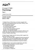 (7182) AQA A-Level Psychology Paper 1 Exam Guide Qns & Ans Updated Version 2024