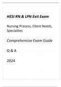 HESI RN & LPN EXIT EXAM ALL SECTIONS 450 PAGE COMPREHENSIVE EXAM GUIDE Q & A 2024.