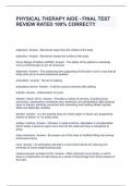 PHYSICAL THERAPY AIDE - FINAL TEST REVIEW RATED 100&percnt; CORRECT&excl;&excl;