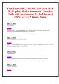 Final Exam&colon; NSG3160&sol; NSG 3160 &lpar;New 2024&sol; 2025 Update&rpar; Health Assessment &vert; Complete Guide with Questions and Verified Answers&vert;  100&percnt; Correct&vert; A Grade - Galen