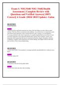 Exam 1&colon; NSG3160&sol; NSG 3160&vert; Health Assessment &vert; Complete Review with  Questions and Verified Answers&vert; 100&percnt; Correct&vert; A Grade &lpar;2024&sol; 2025 Update&rpar;- Galen 