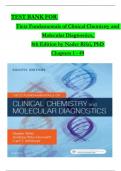 TEST BANK For Tietz Fundamentals of Clinical Chemistry and Molecular Diagnostics, 8th Edition by Nader Rifai, Verified Chapters 1 - 49, Complete Newest Version