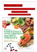 TEST BANK For Williams' Essentials of Nutrition and Diet Therapy, 13th Edition Schlenker & Gilbert, Verified Chapters 1 - 25, Complete Newest Version