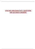 UTSA BIO 1404 EXAM TEST 1 QUESTIONS  AND ACCURATE ANSWERS