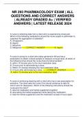 NR 293 PHARMACOLOGY EXAM &vert; ALL QUESTIONS AND CORRECT ANSWERS &vert; ALREADY GRADED A&plus; &vert; VERIFIED ANSWERS &vert; LATEST RELEASE 2024