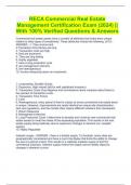 RECA Commercial Real Estate Management Certification Exam (2024) || With 100% Verified Questions & Answers