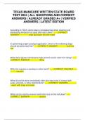 TEXAS MANICURE WRITTEN STATE BOARD TEST 2024 &vert; ALL QUESTIONS AND CORRECT ANSWERS &vert; ALREADY GRADED A&plus; &vert; VERIFIED ANSWERS &vert; LATEST EDITION