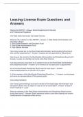 Leasing License Exam Questions and Answers /Graded A