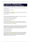 ATI CRITICAL THINKING EXAM Questions and Complete Solutions