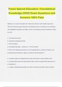 Praxis Special Education&colon; Foundational Knowledge &lpar;5355&rpar; Exam Questions and Answers 100&percnt; Pass