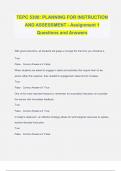 TEPC 5300&colon; PLANNING FOR INSTRUCTION AND ASSESSMENT - Assignment 1 Questions and Answers