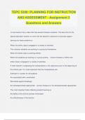 TEPC 5300&colon; PLANNING FOR INSTRUCTION AND ASSESSMENT - Assignment 2 Questions and Answers