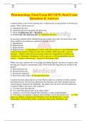 Pharmacology Final Exam REVIEW, Real Exam Questions & Answers, 2024