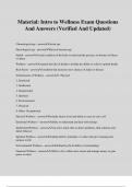 Material&colon; Intro to Wellness Exam Questions And Answers &lpar;Verified And Updated&rpar;