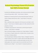 School Psychology Praxis ETS Practice Test 100&percnt; Correct Solved