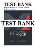 Test Bank for Corporate Finance, 3rd Edition by Jonathan Berk and Peter DeMarzo
