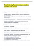 Retail Industry Fundamentals vocabulary exam Questions with Answers&period;