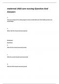 maternal child care nursing Question And  Answers