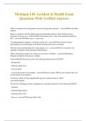 Michigan Life Accident & Health Exam Questions With Verified Answers