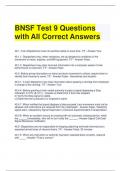 BNSF Test 9 Questions with All Correct Answers