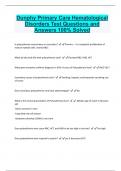 Dunphy Primary Care Hematological  Disorders Test Questions and  Answers 100% Solved 