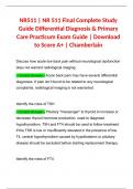 NR511 | NR 511 Final Complete Study Guide Differential Diagnosis & Primary Care Practicum Exam Guide | Download to Score A+ | Chamberlain