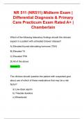 NR 511 (NR511) Midterm Exam | Differential Diagnosis & Primary Care Practicum Exam Rated A+ | Chamberlain
