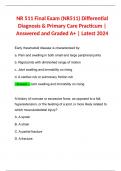 NR 511 Final Exam (NR511) Differential Diagnosis & Primary Care Practicum | Answered and Graded A+ | Latest 2024