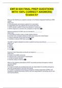 EMT-B 820 FINAL PREP QUESTIONS WITH 100% CORRECT ANSWERS| Graded A+