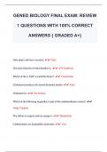 GENED BIOLOGY FINAL EXAM&colon; REVIEW  1 QUESTIONS WITH 100&percnt; CORRECT  ANSWERS &lbrace; GRADED A&plus;&rcub; 