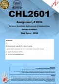 CHL2601 Assignment 4 (COMPLETE ANSWERS) 2024 