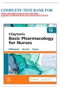 COMPLETE TEST BANK FOR  Clayton’s Basic Pharmacology for Nurses 19th Edition by Michelle J. Willihnganz MS RN CNE (Author)LATEST UPDATE. 	 