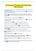 AZ Caregiver Practice Test Questions with Answers
