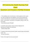 Community Health Nursing Exam Verified Questions and Answers