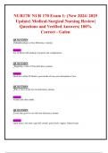 NUR170&sol; NUR 170 Exam 1&colon; &lpar;New 2024&sol; 2025 Update&rpar; Medical-Surgical Nursing Review&vert;  Questions and Verified Answers&vert; 100&percnt; Correct - Galen 