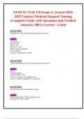 NUR170&sol; NUR 170 Exam 1&colon; &lpar;Latest 2024&sol; 2025 Update&rpar; Medical-Surgical Nursing  &vert;Complete Guide with Questions and Verified Answers&vert; 100&percnt; Correct - Galen 