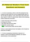 ATI Maternal Newborn Final Exam 100% Questions and Answers