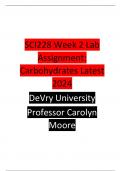 SCI228 Week 2 Lab Assignment Carbohydrates Latest 2024